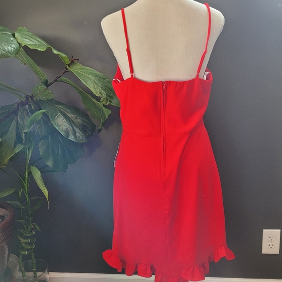 Red Ruffled Mini Dress - Picture 4 of 5